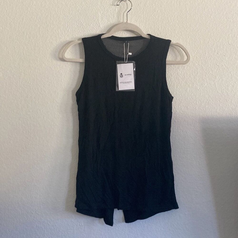 MIPPO Black Mesh Back Workout Tank Top Athletic XS NWT